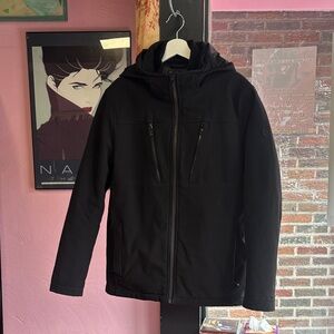 Calvin Klein Men's Black Hooded Performance Coat